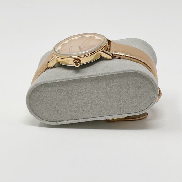 Kate Spade Metro Scallop Three Hand Leather Watch Rose Gold Round Face Ladies - Picture 6 of 12